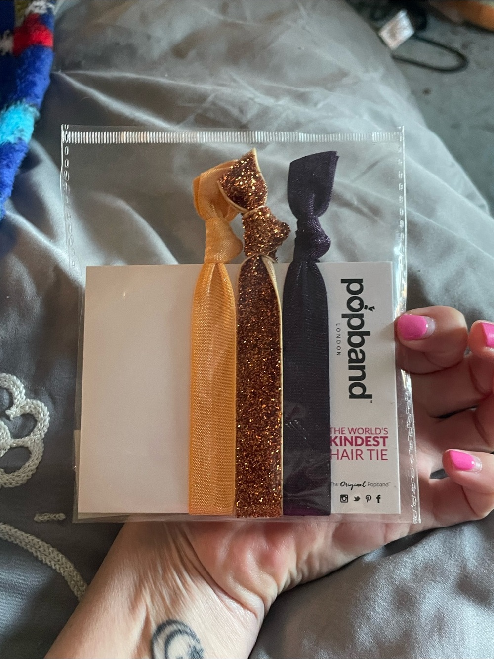 NWT popband pack of hair Ties - Gold, Glitter Gold, Black